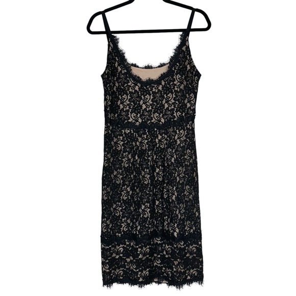 Diane Von Furstenberg Olivia Black And Nude Floral Lace - Picture 3 of 13